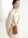 Handmade leather phone bag with shoulder strap