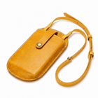Handmade leather phone bag with shoulder strap