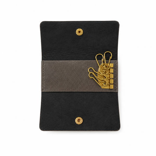 Handcrafted Vintage Leather Key Holder with Brass Hooks