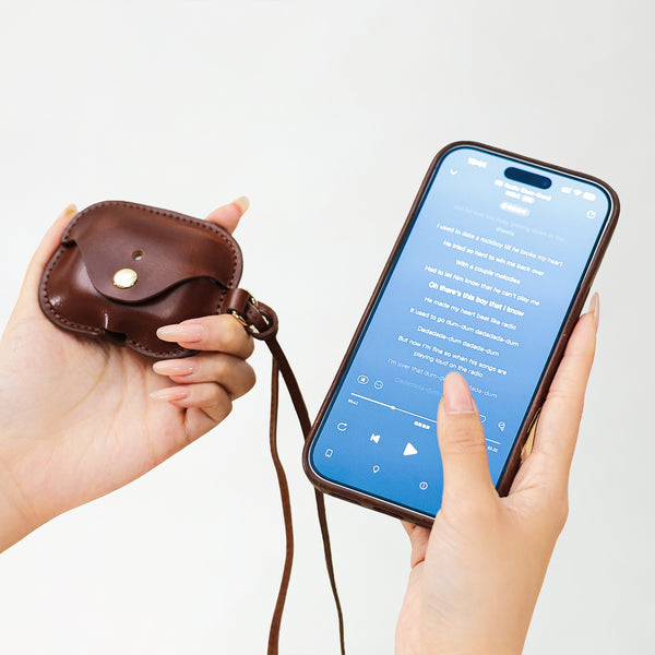 Premium Genuine Leather AirPods Case With Free Leather Lanyard