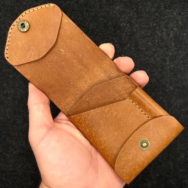 Kakavy Slim Leather Wallet with Pen Slot - Handcrafted Full-Grain EDC Wallet detail image 3