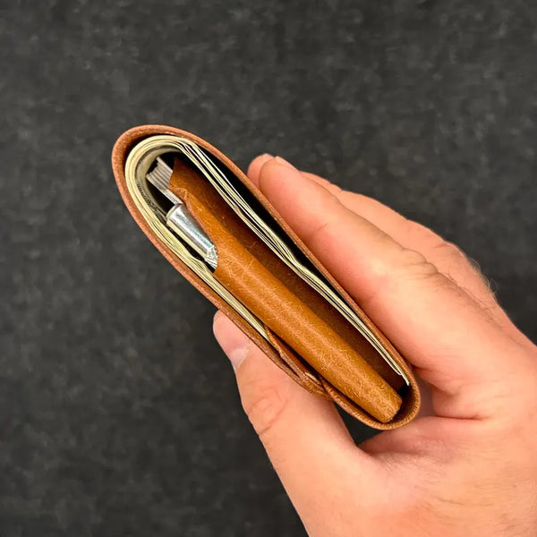 Kakavy Slim Leather Wallet with Pen Slot - Handcrafted Full-Grain EDC Wallet detail image 5