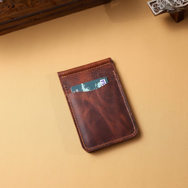 Vintage Handcrafted Full-Grain Leather Money Clip Wallet