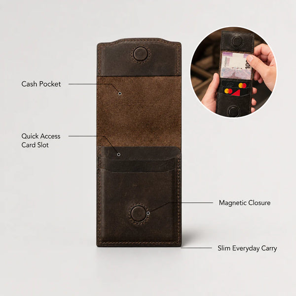 Vintage Handcrafted Full-Grain Leather Snap Wallet
