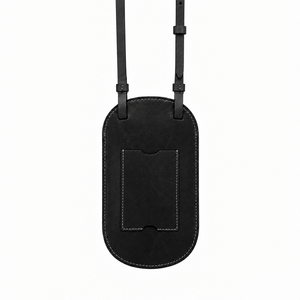 Handmade leather phone bag with shoulder strap