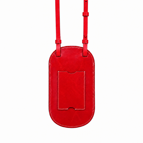 Handmade leather phone bag with shoulder strap